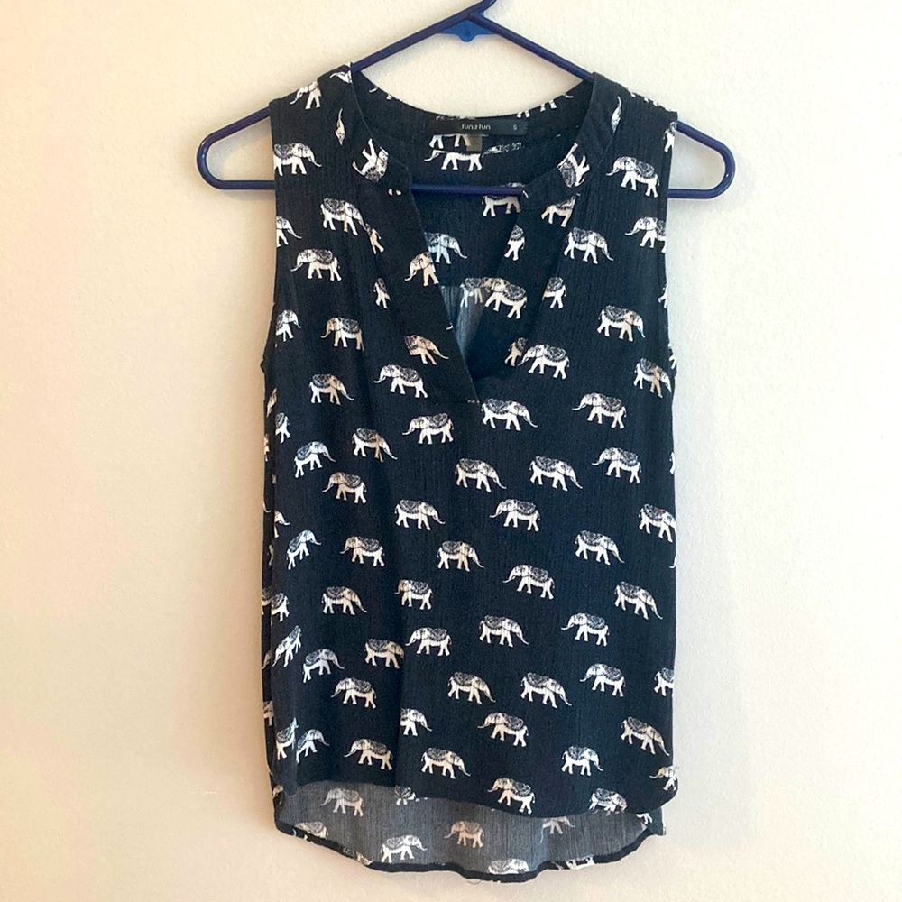 Sleeveless elephant blouse from ModCloth